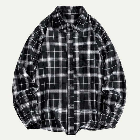 Men's Oversized Flannel Shirt in Black