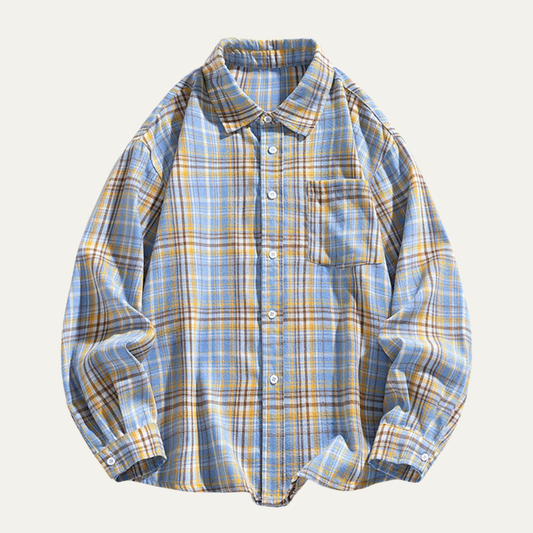 Men's Oversized Flannel Shirt in Blue