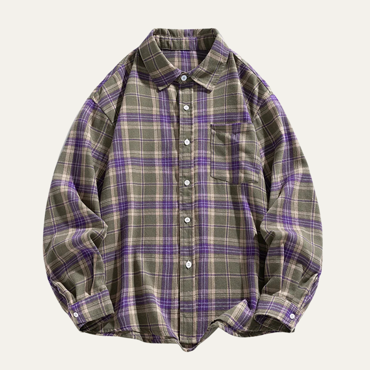 Men's Oversized Flannel Shirt in Olive Green
