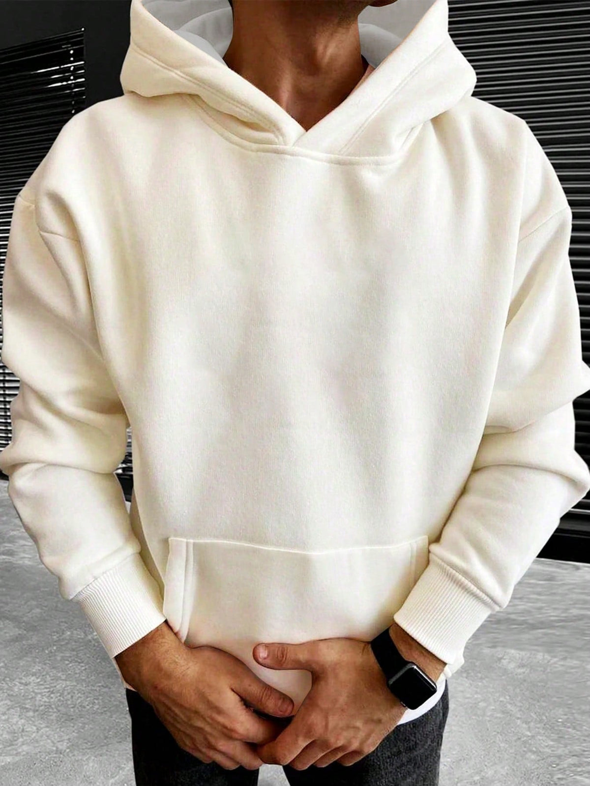 Men's Oversized Fleece Hoodie in Apricot