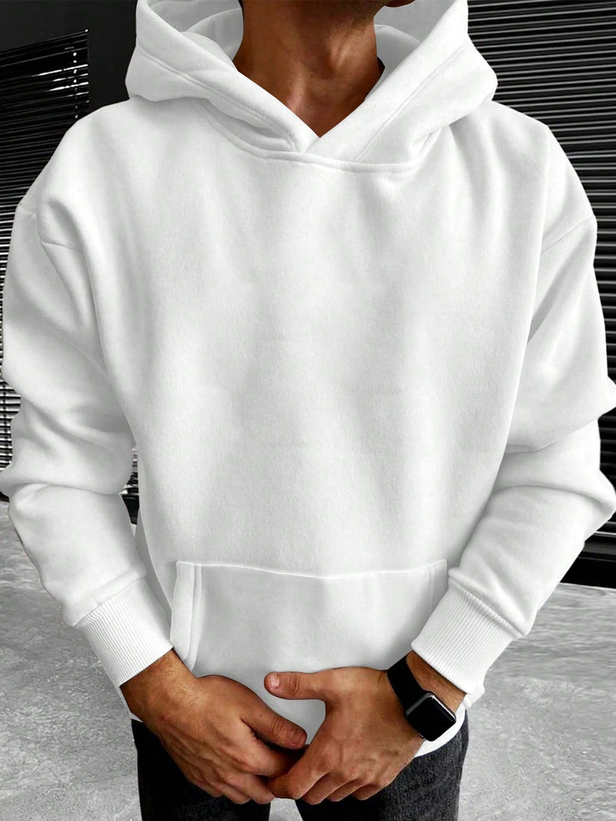 Men's Oversized Fleece Hoodie in White