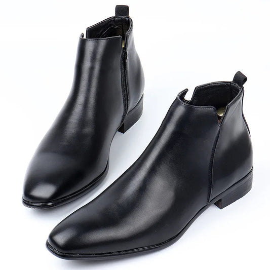 Men's Pointed Toe Dress Ankle Boots in Black