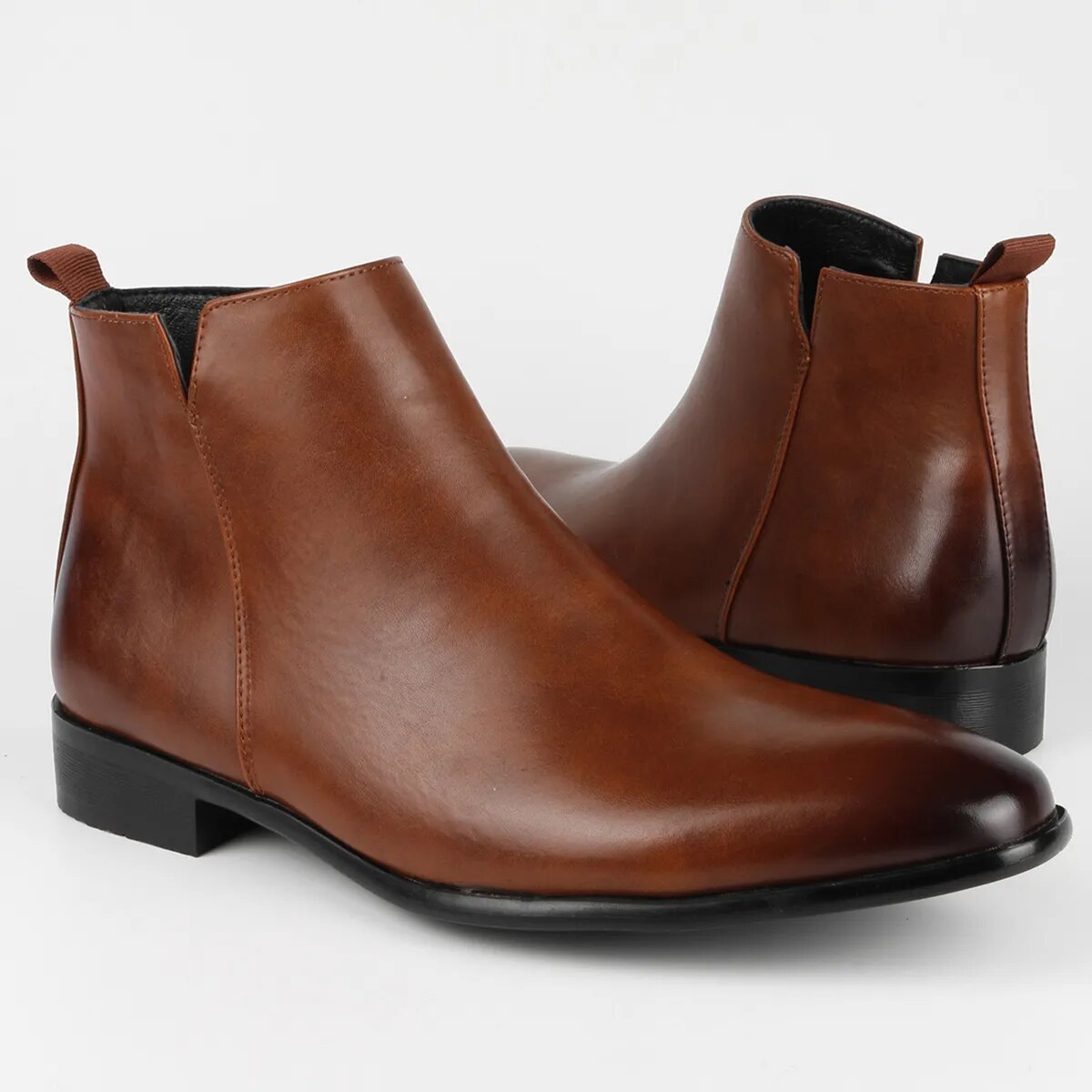 Men's Pointed Toe Dress Ankle Boots in Brown