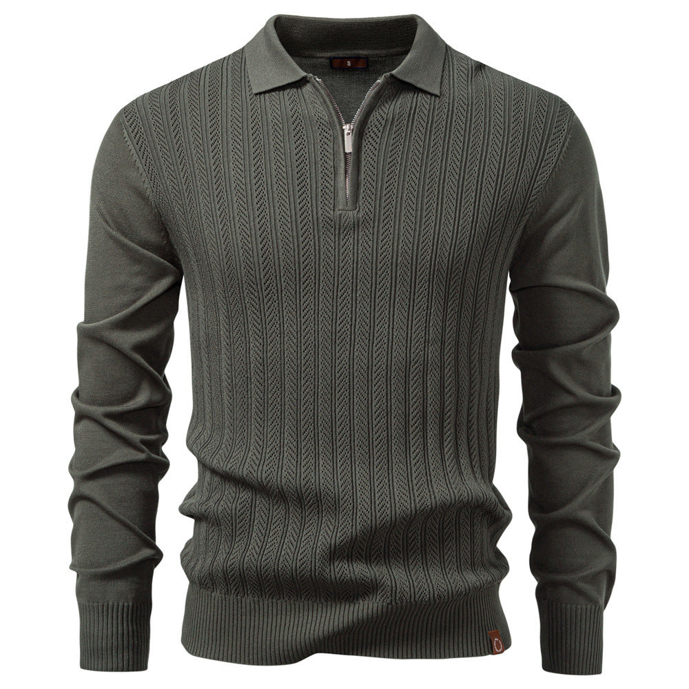Men's Quarter Zip Polo Sweater