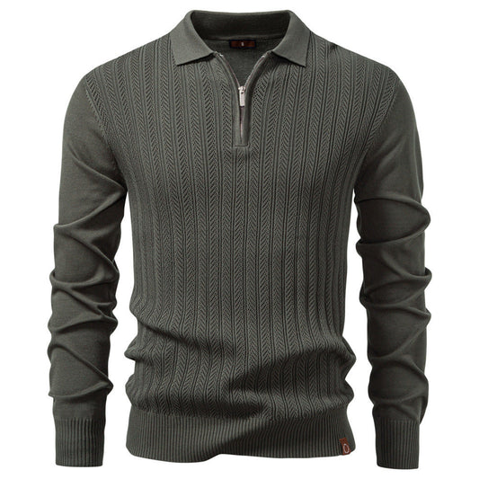 Men's Quarter Zip Polo Sweater
