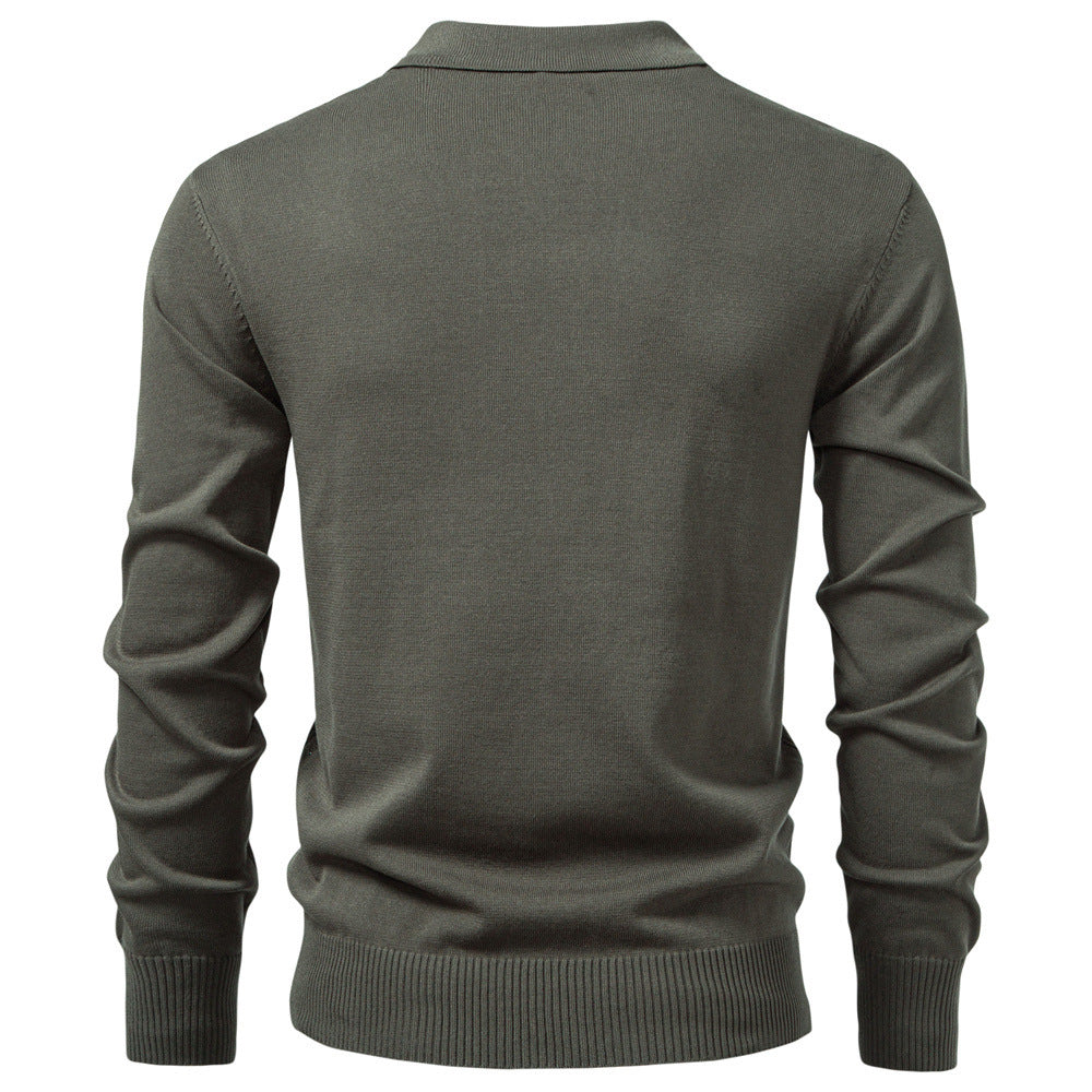 Men's Quarter Zip Polo Sweater