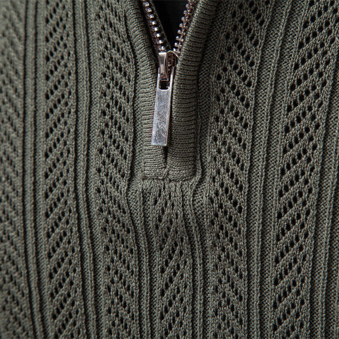 Men's Quarter Zip Polo Sweater