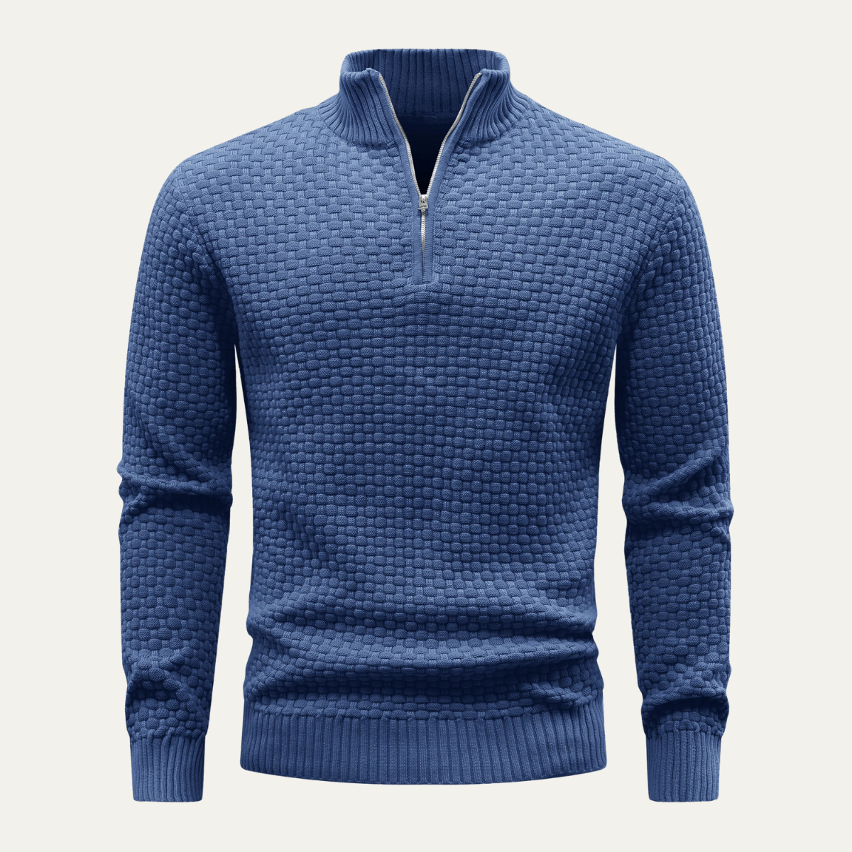 Men's Quarter Zip Textured Sweater in Navy