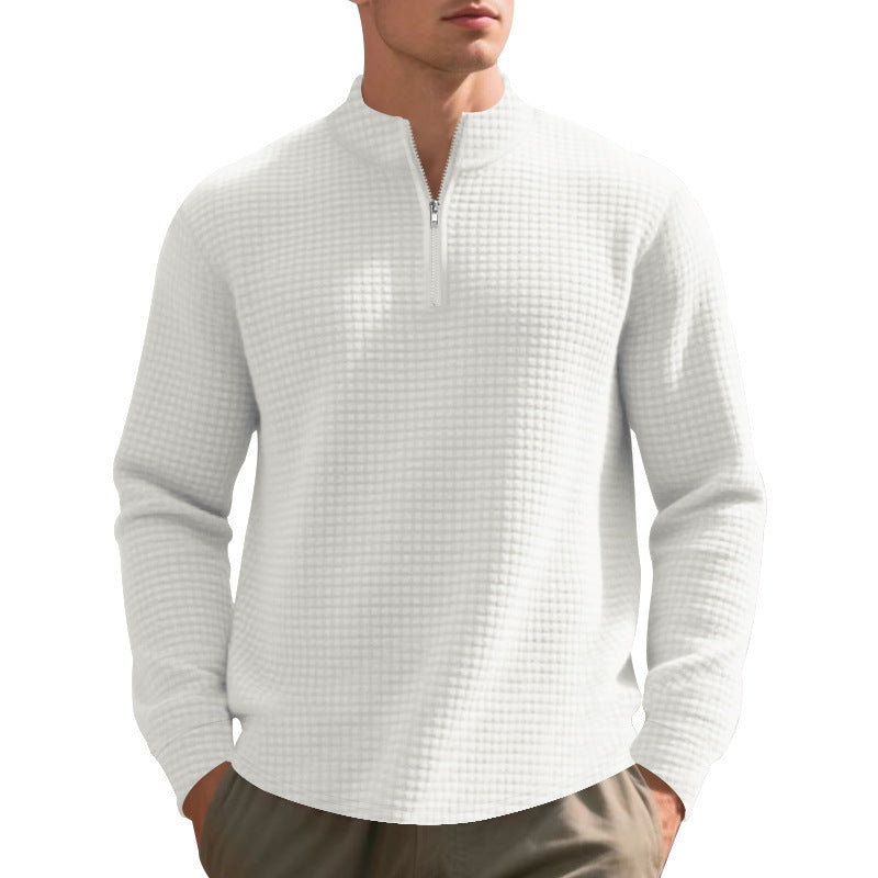 Men's Quarter Zip Waffle Sweater