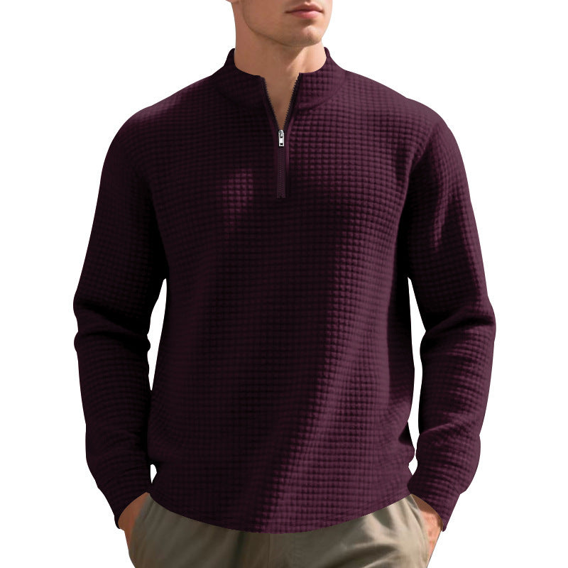 Men's Quarter Zip Waffle Sweater