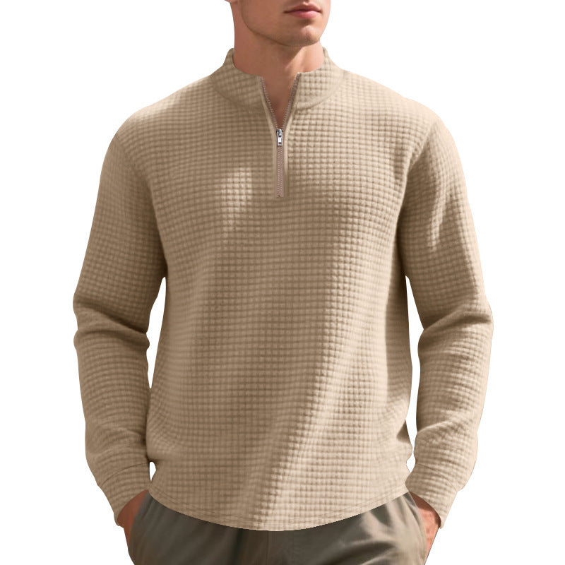 Men's Quarter Zip Waffle Sweater