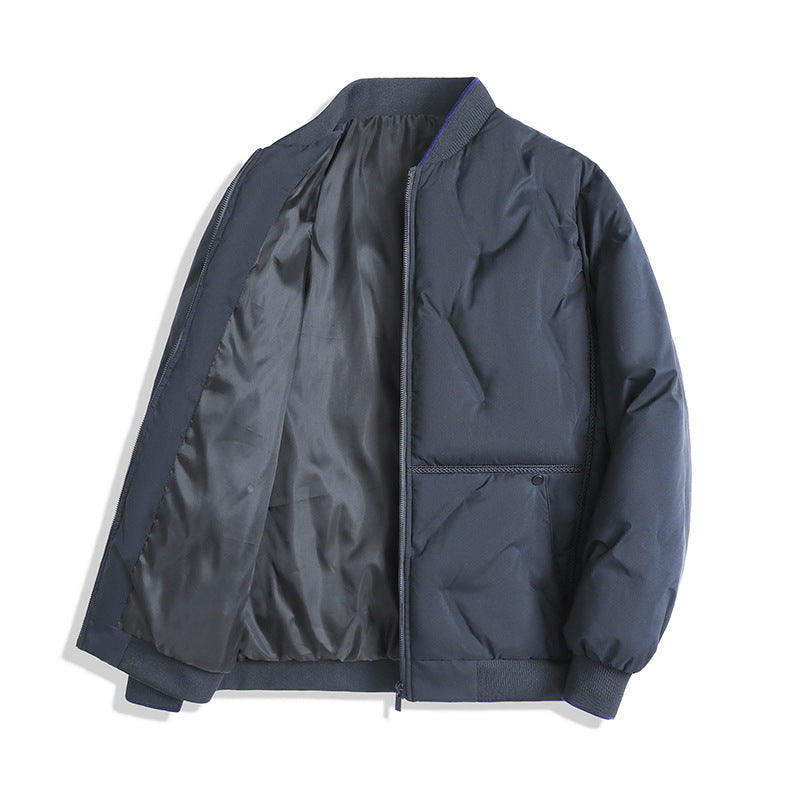Men's Quilted Bomber Winter Jacket in Slate Blue