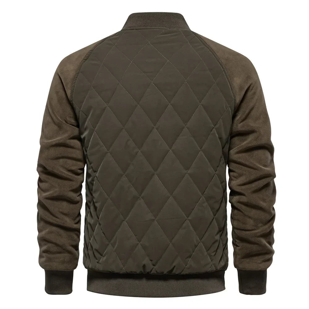Men's Quilted Varsity Bomber Jacket with Warm Padding