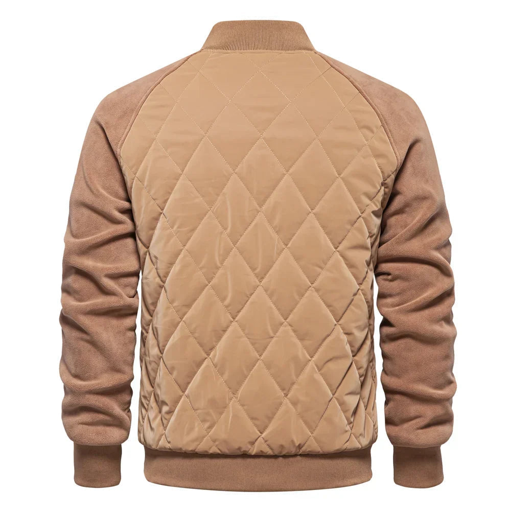 Men's Quilted Varsity Bomber Jacket with Warm Padding