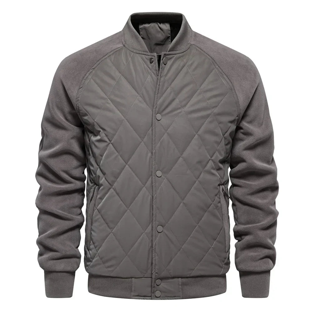 Men's Quilted Varsity Bomber Jacket with Warm Padding