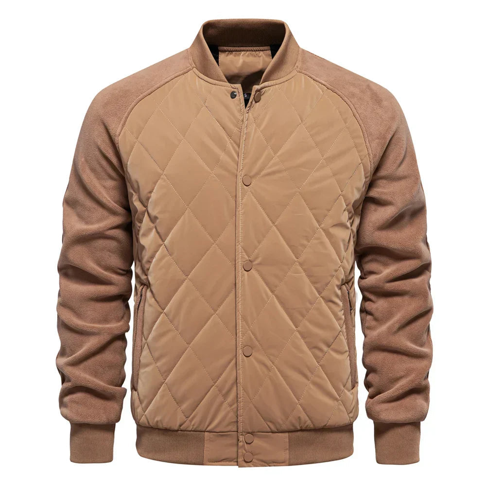 Men's Quilted Varsity Bomber Jacket with Warm Padding