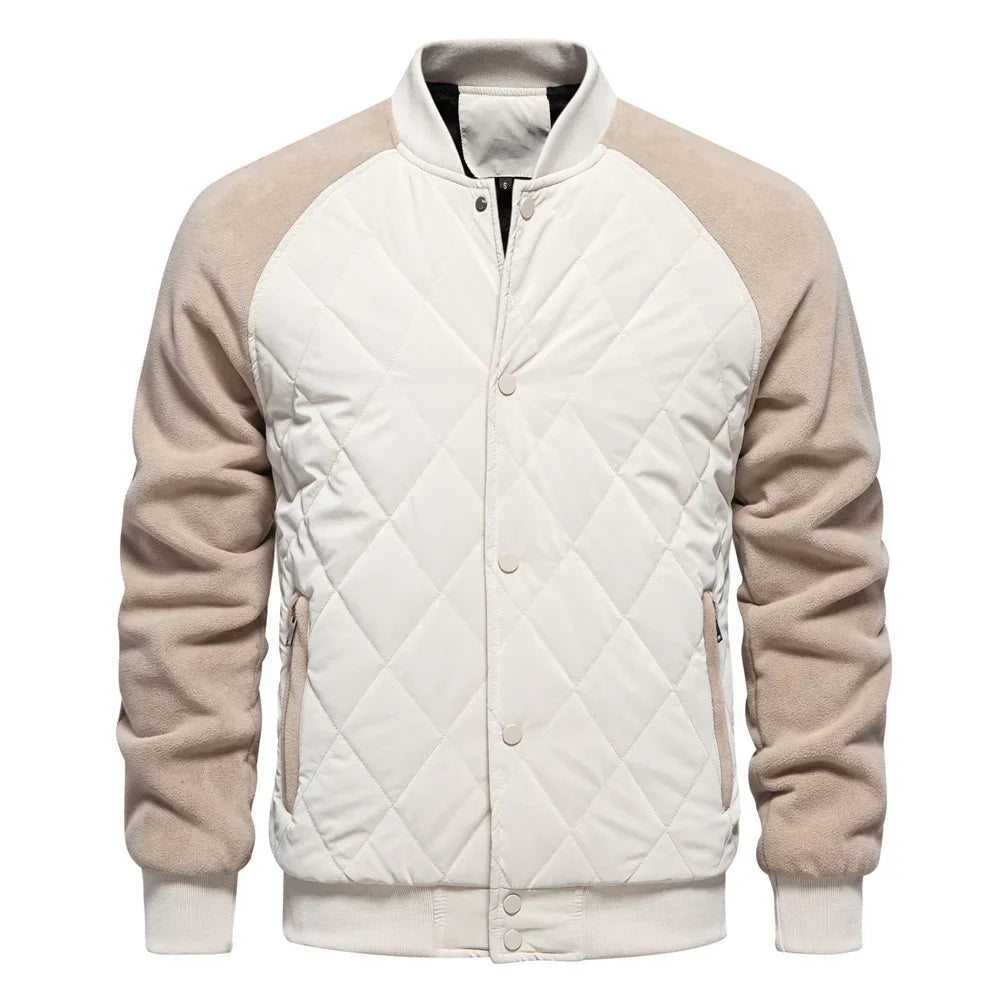 Men's Quilted Varsity Bomber Jacket with Warm Padding