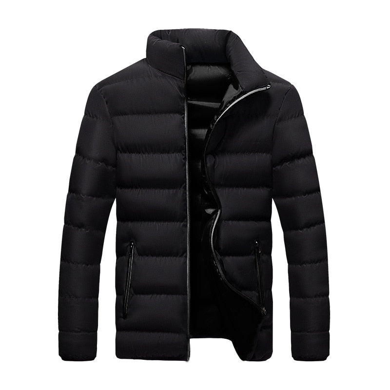 Men's Quilted Winter Coat in Black