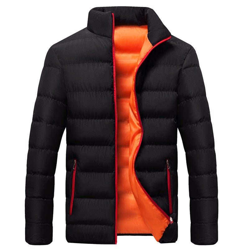 Men's Quilted Winter Coat in Orange