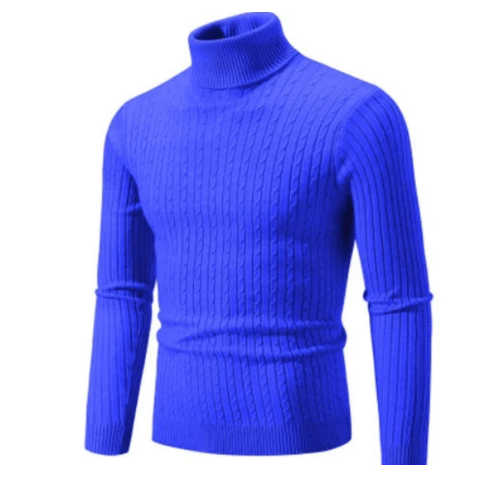 Men's Ribbed Turtleneck Sweater in Dark Blue