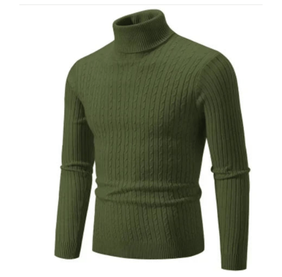 Men's Ribbed Turtleneck Sweater in Green