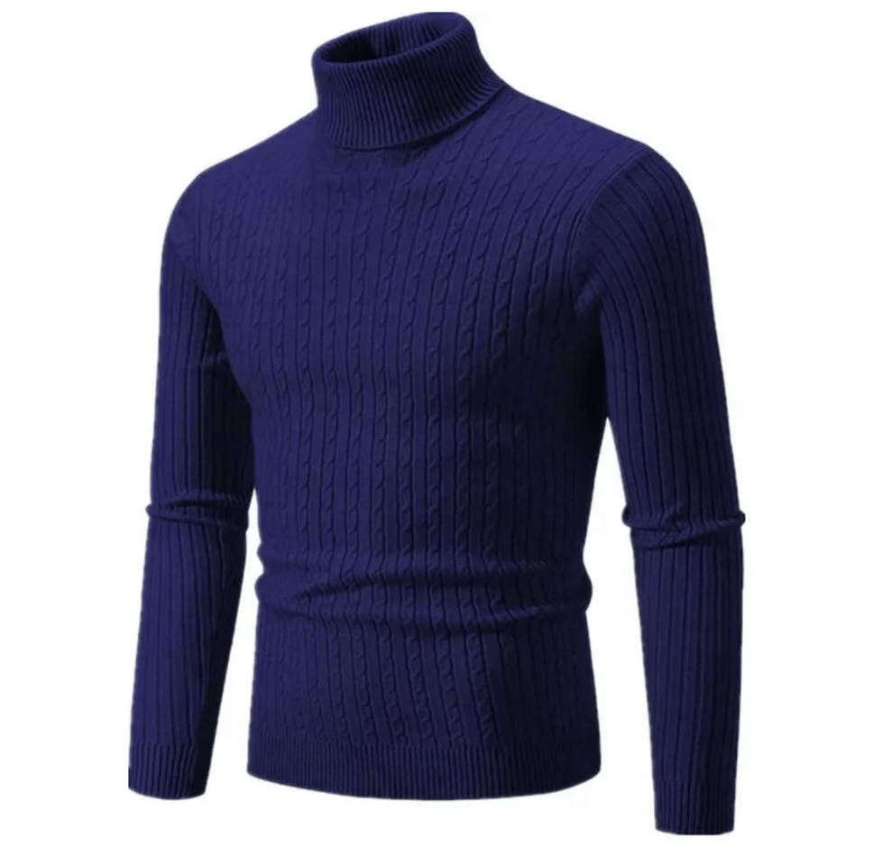 Men's Ribbed Turtleneck Sweater in Navy