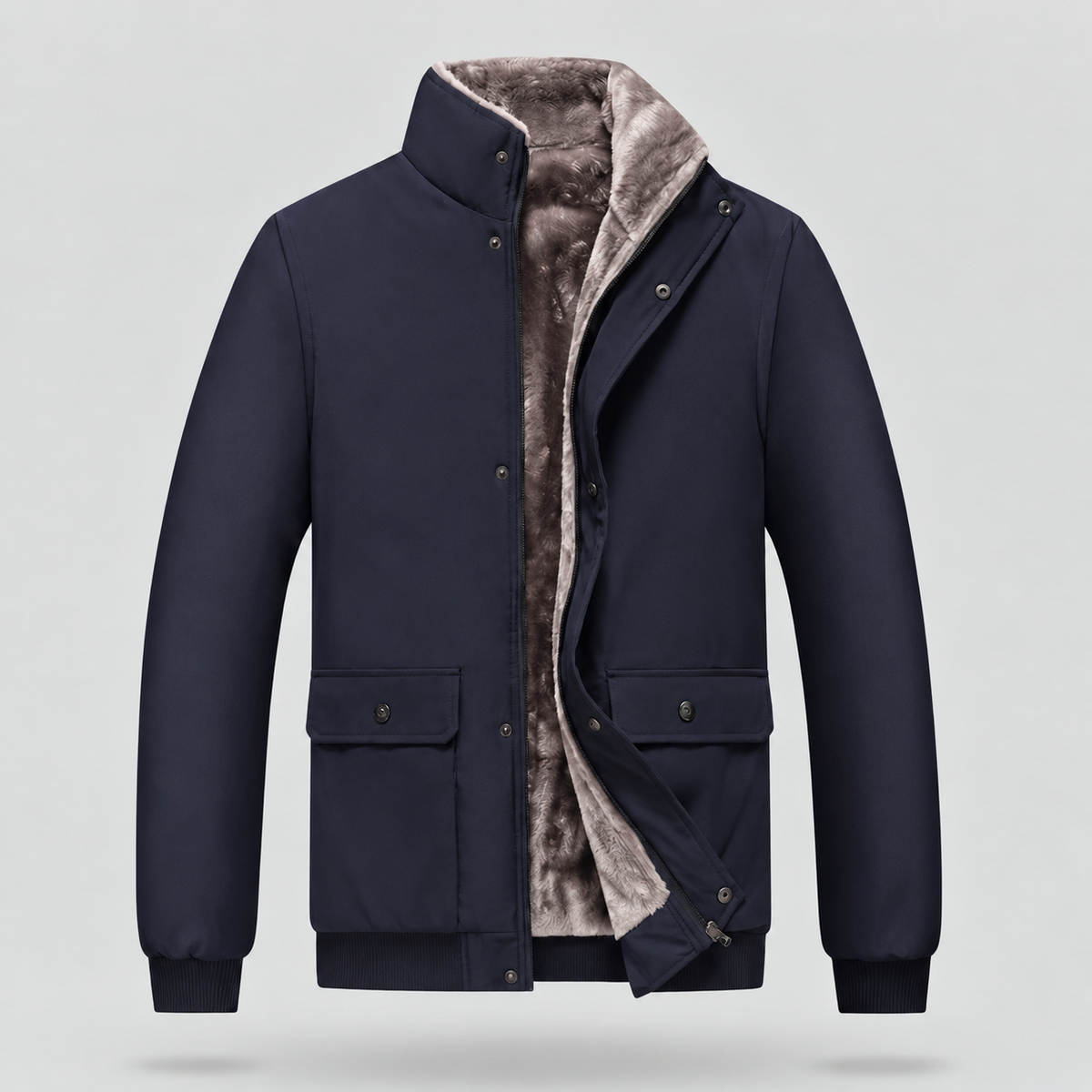 Men's Stand Collar Winter Jacket in Navy
