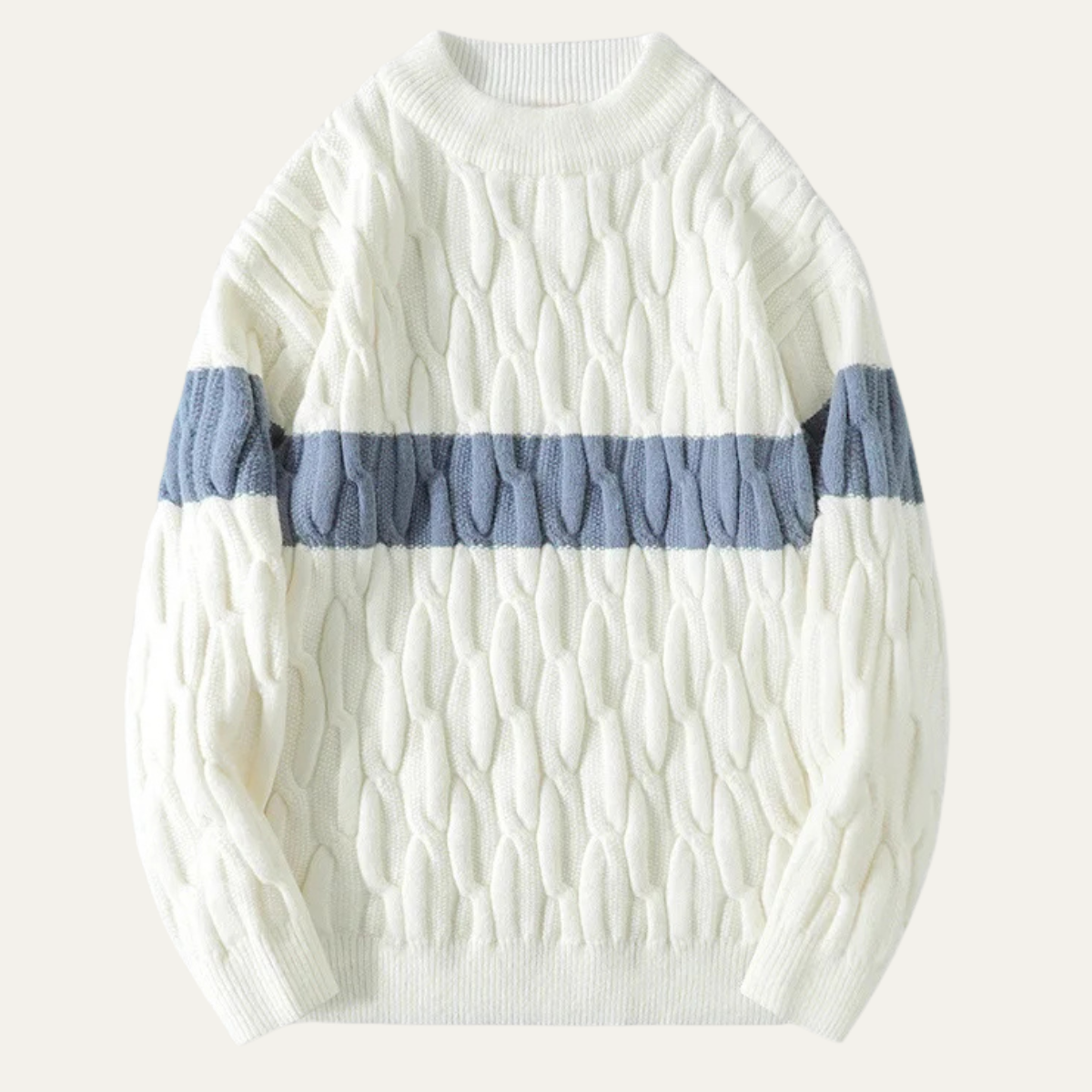 Men's Striped Cable Knit Sweater