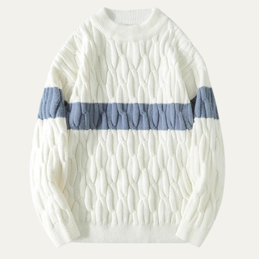 Men's Striped Cable Knit Sweater