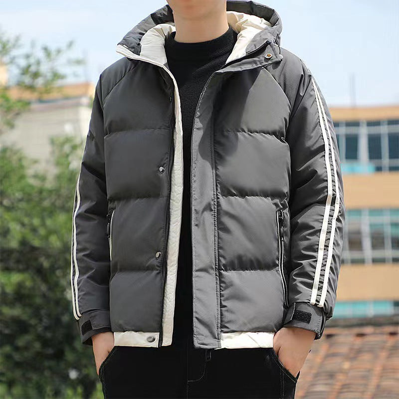 Men's Striped Sleeve Puffer Winter Jacket