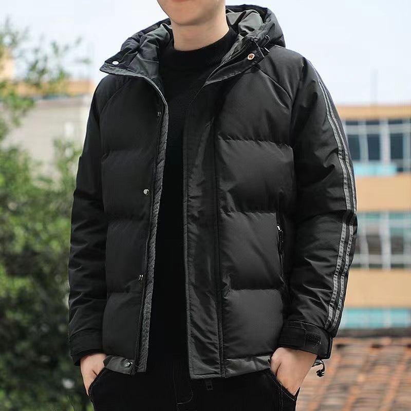 Men's Striped Sleeve Puffer Winter Jacket