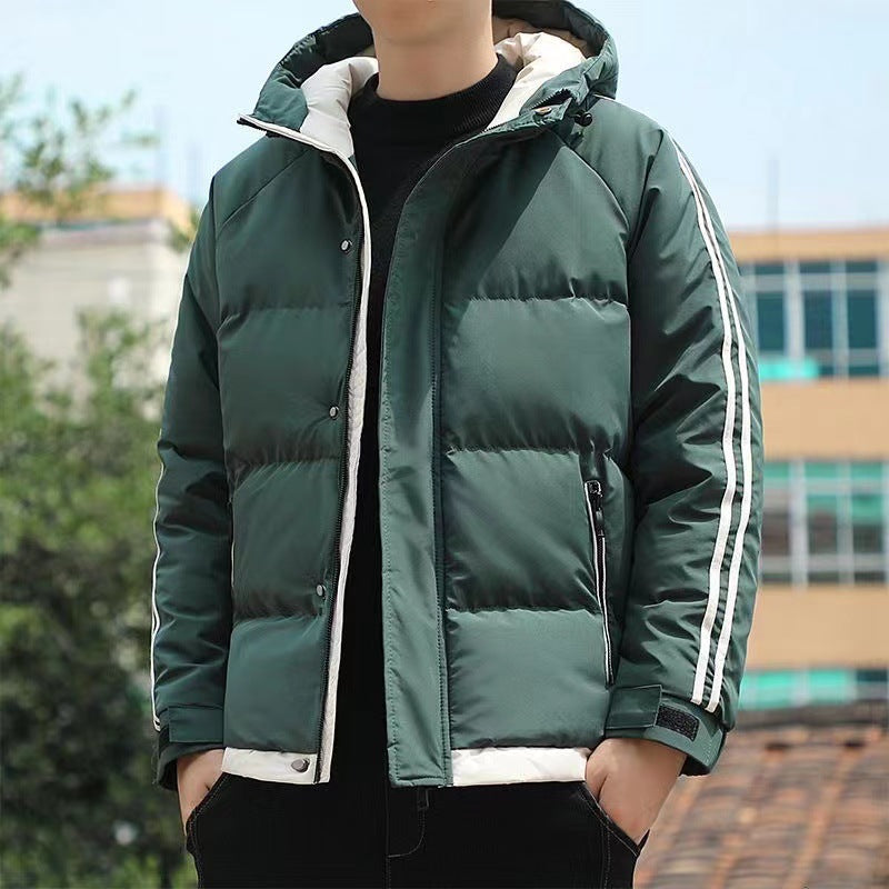 Men's Striped Sleeve Puffer Winter Jacket