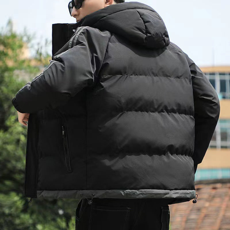 Men's Striped Sleeve Puffer Winter Jacket