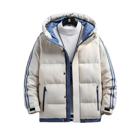 Men's Striped Sleeve Puffer Winter Jacket