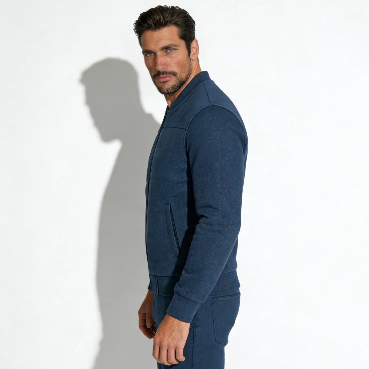 Men's Suede Bomber Jacket with Smart Style
