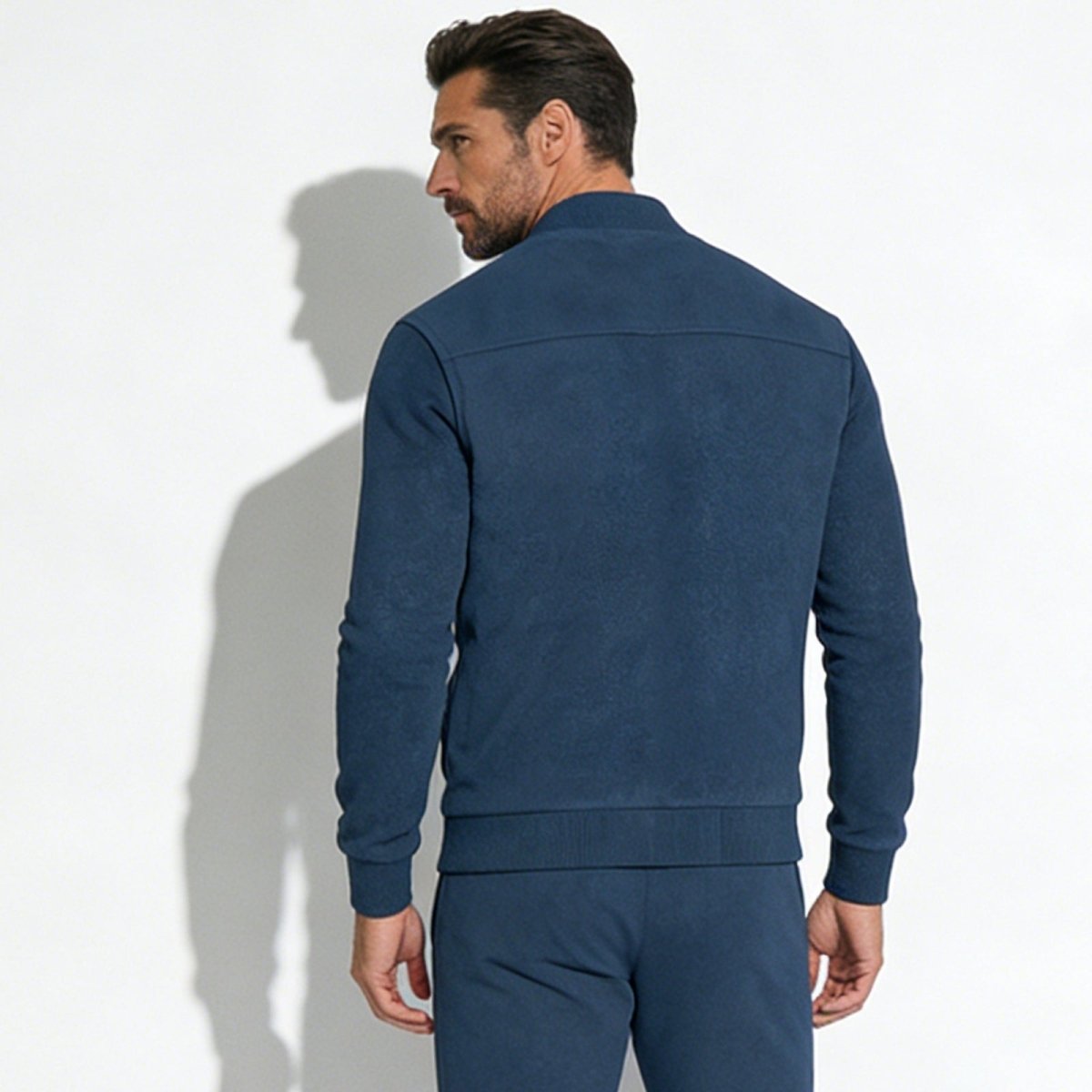 Men's Suede Bomber Jacket with Smart Style
