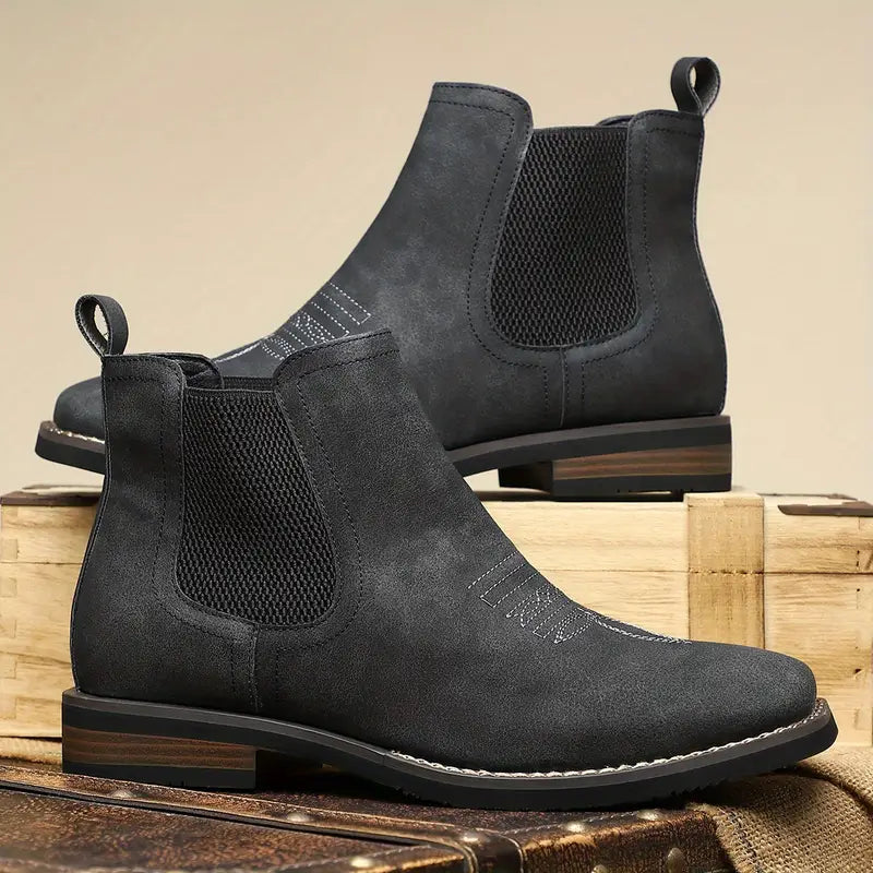 Men's Suede Chelsea Boots in Black