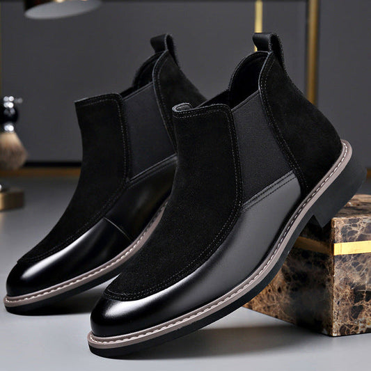 Men's Suede Chelsea Boots Pull On in Black