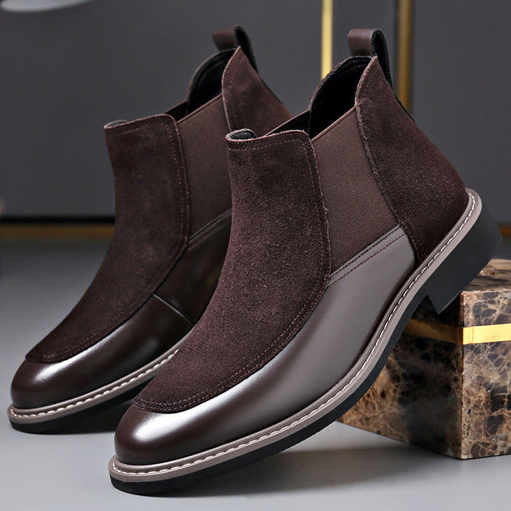 Men's Suede Chelsea Boots Pull On in Brown