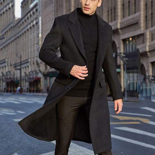 Men's Tailored Longline Overcoat in Black