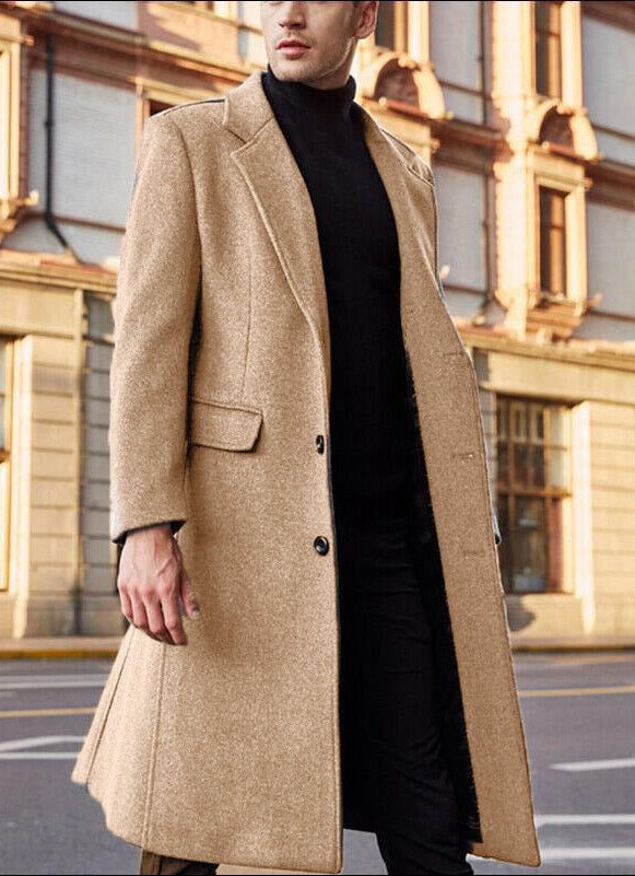 Men's Tailored Longline Overcoat in Camel