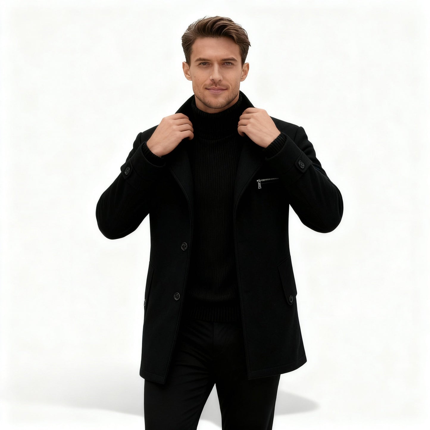 Men's Tailored Winter Coat in Black