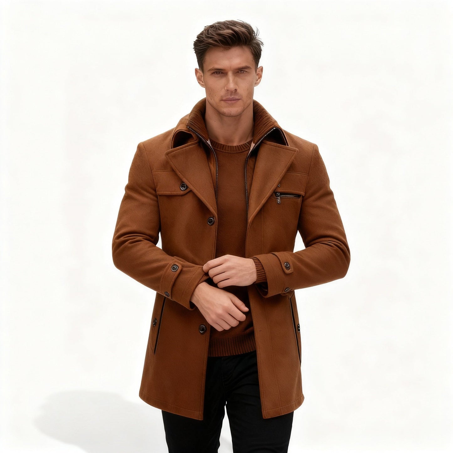 Men's Tailored Winter Coat in Brown