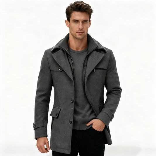 Men's Tailored Winter Coat in Grey