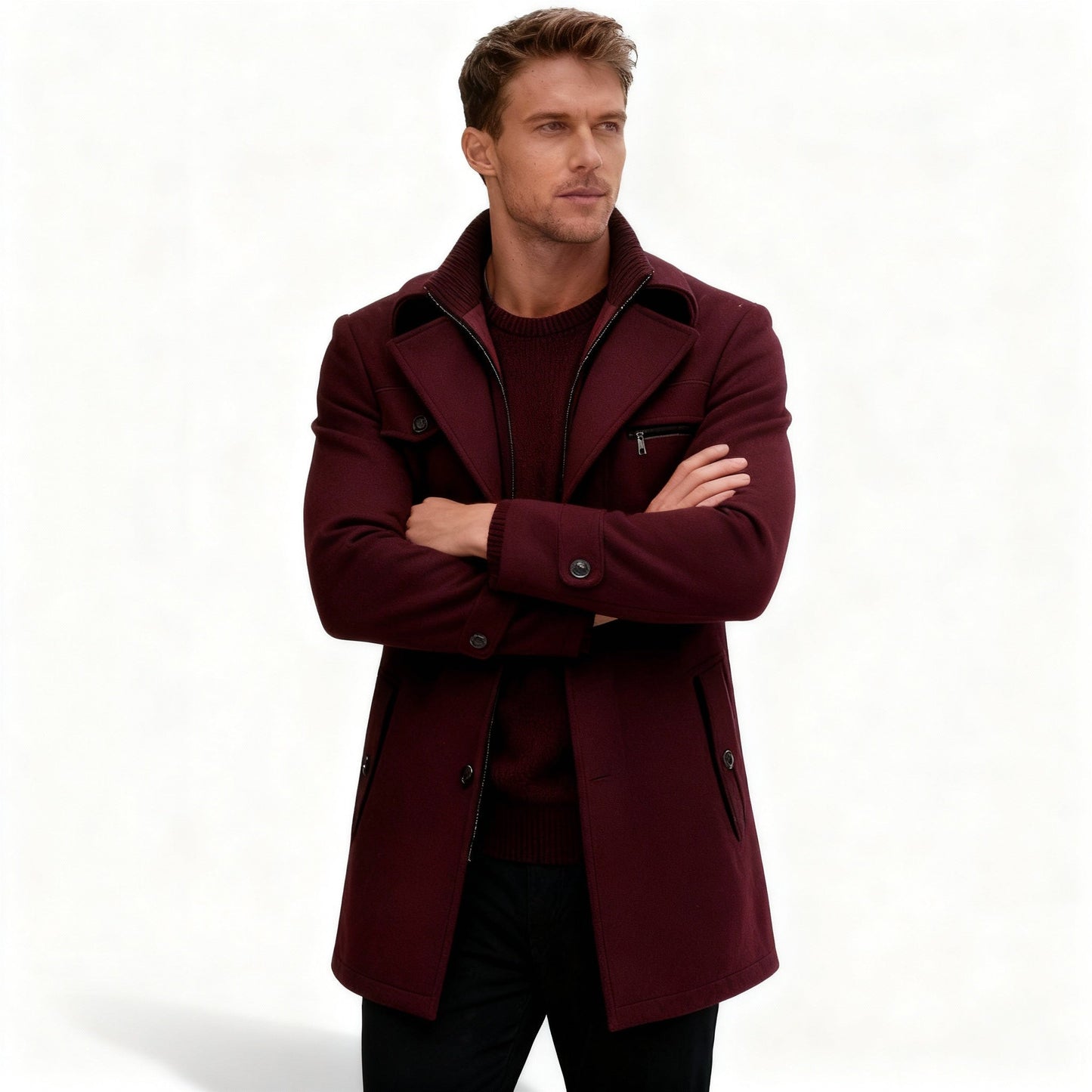 Men's Tailored Winter Coat in Red