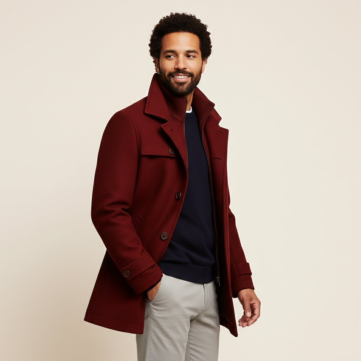 Men's Tailored Wool Overcoat for Smart Winter Style