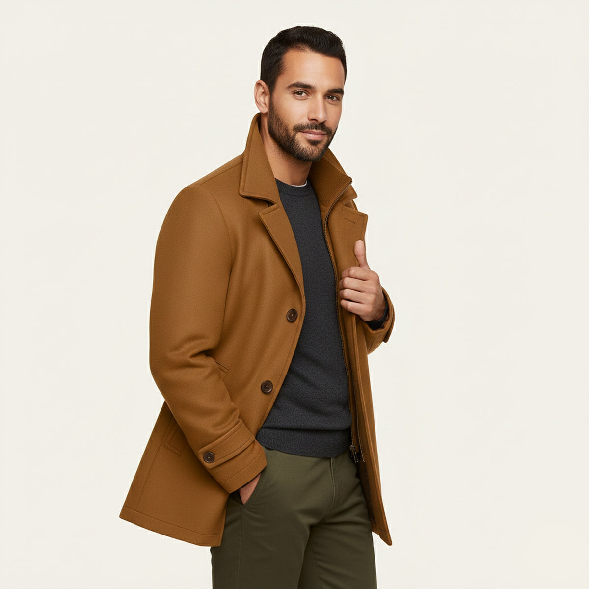 Men's Tailored Wool Overcoat for Smart Winter Style