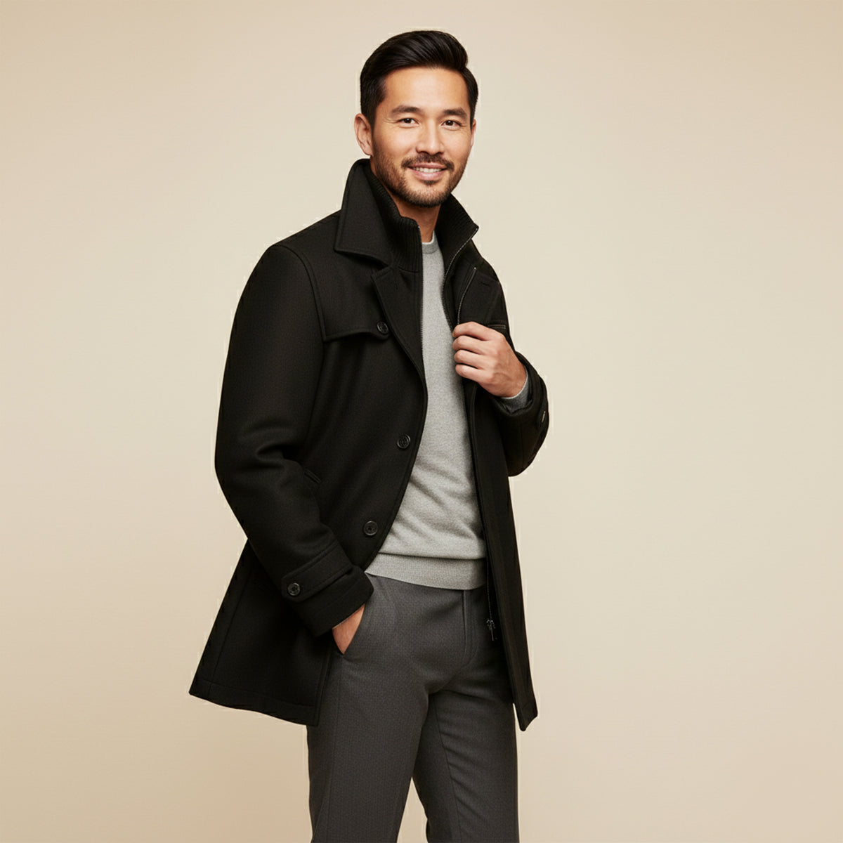 Men's Tailored Wool Overcoat for Smart Winter Style