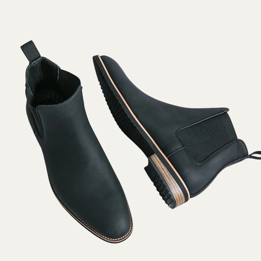 Men's Tan Suede Chelsea Boots in Black