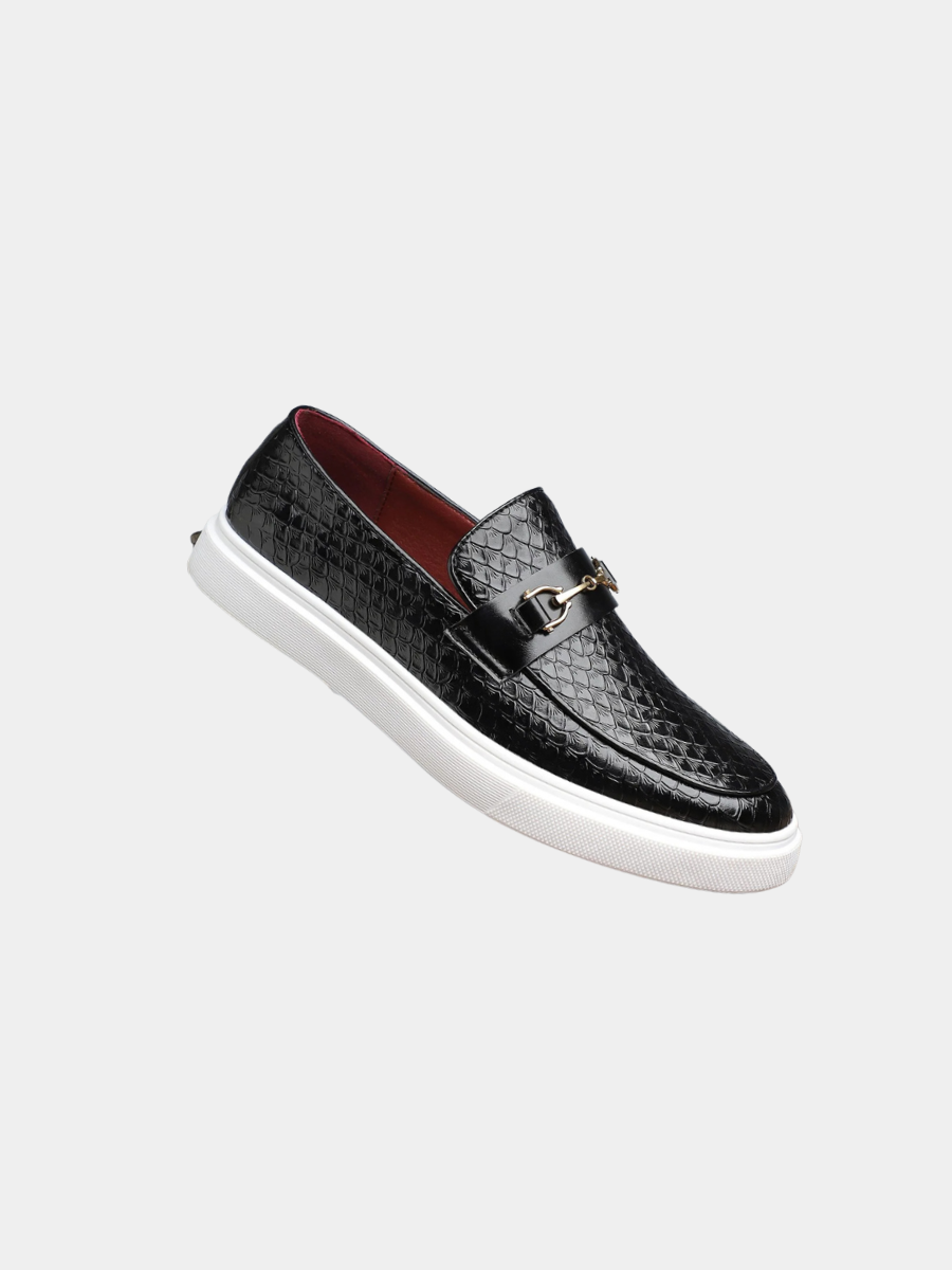 Men's Textured Buckle Loafers